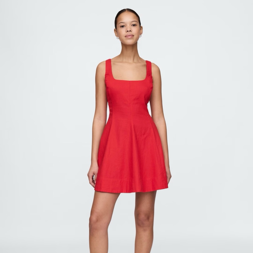 GAP Linen Blend A Line Mini Dress Red Size M
